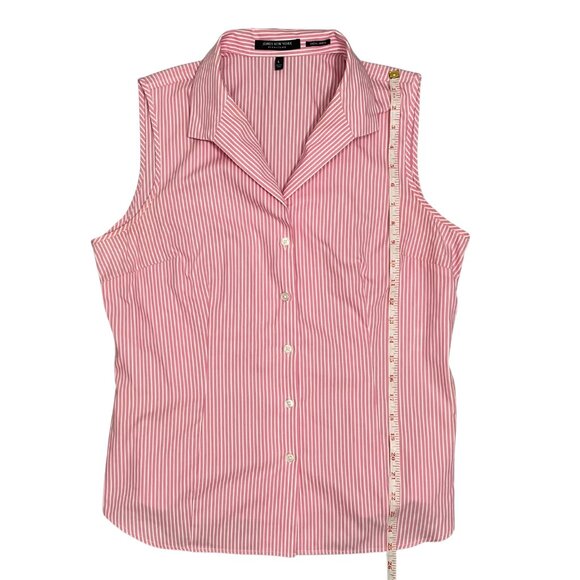 Jones New York Womens Pink Stripe Sleeveless Button Down Blouse Office Chic Sz L - Picture 6 of 9